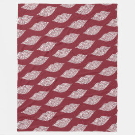 Flirty Red White Diamond Läppar Fleecefilt