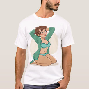 Flirty Tecknad Teacher - Retro Pop Art Design. T Shirt