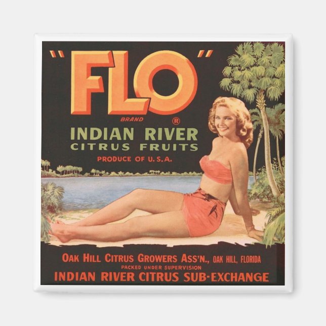 "Flo" indisk flodfrukt Magnet (Framsidan)