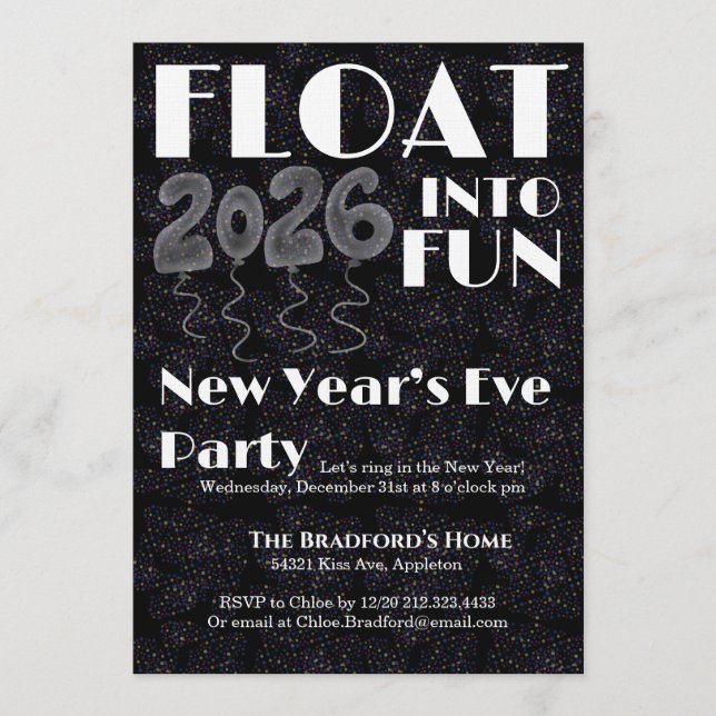 Float into Fun New Year’s Eve Invitation Inbjudningar (Framsida)