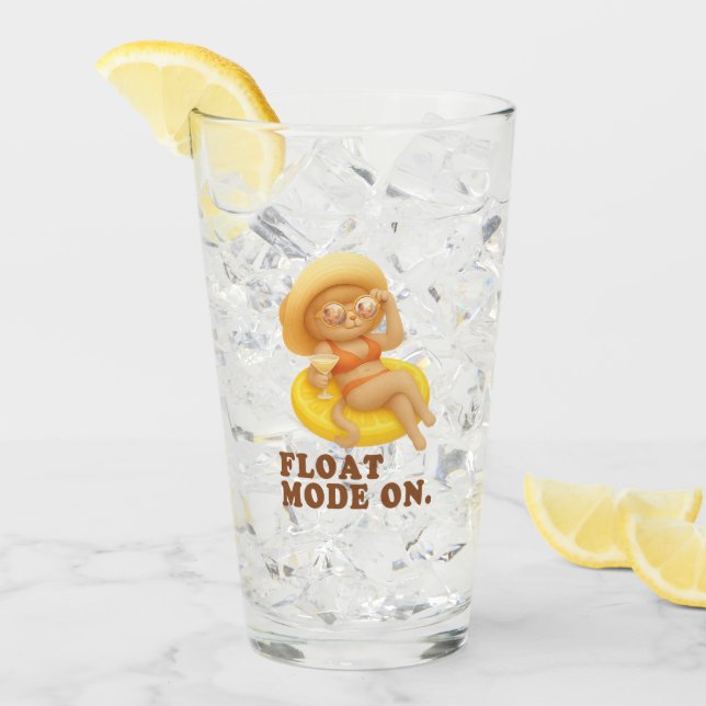 Float Mode På: Sommar Katt Citron Poolparty Konst Glaskopp (Framsida Ice)