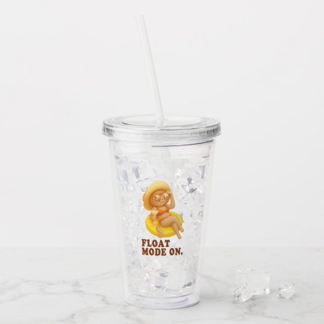 Float Mode På: Sommar Katt Citron Poolparty Konst Take Away Mugg (Framsida Ice)