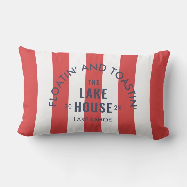 Floatin' och Toastin''Sjö House Red Rand' Lumbarkudde (Baksida)
