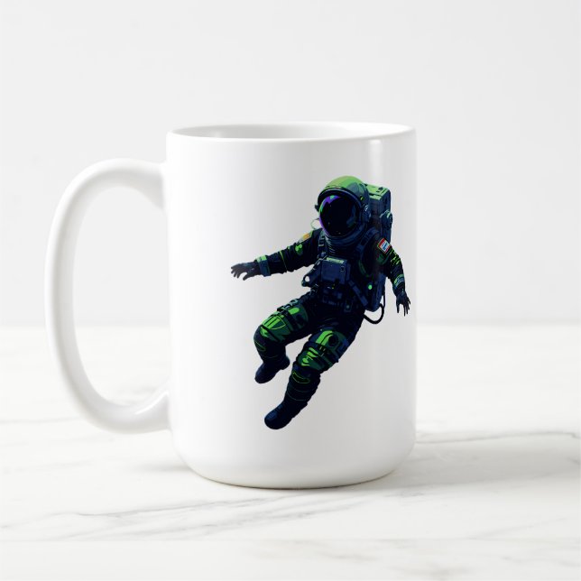 Floating Astronaut in Space Suit Illustration Kaffemugg (Vänster)