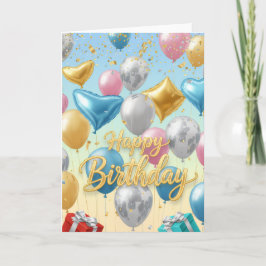 Floating Celebration Balloons –Happy Birthday Card Kort