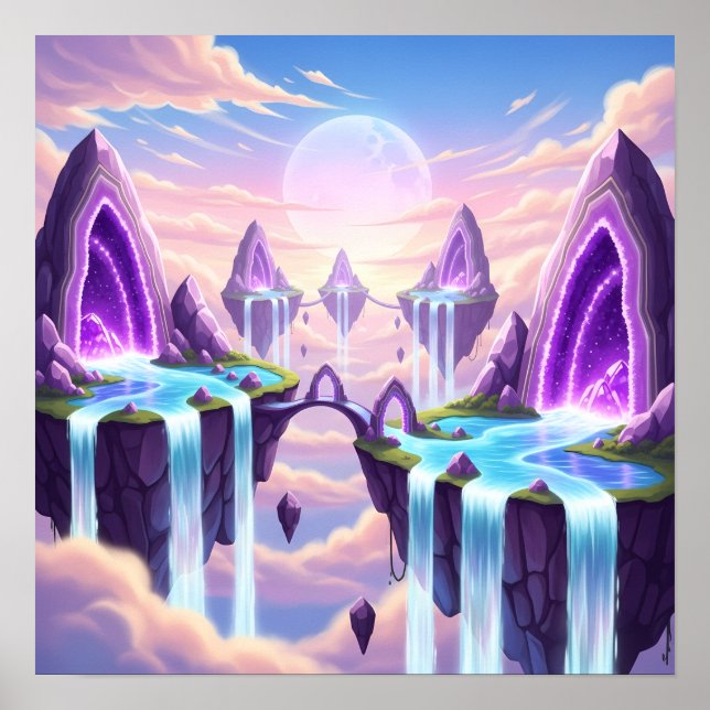 Floating Crystal Kingdom above the Clouds Poster (Framsidan)