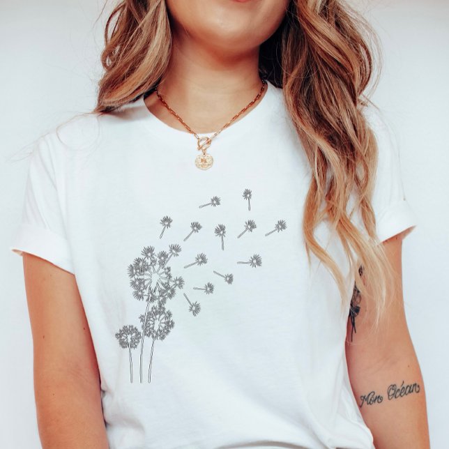 Floating Dandelion Seeds; Cute Minimalist Summer T Shirt (Skapare uppladdad)