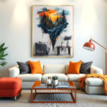 Floating Forest Dreamy Poster<br><div class="desc">Surrealist art of a suspended forest on a floating island with vibrant sunset. Watercolor style with artistic splatters. Perfect for murals, interior decoration and posters. Bring nature and imagination to your space with this calm and inspiring work in warm and cool colors. Ideal for modern rooms.</div>