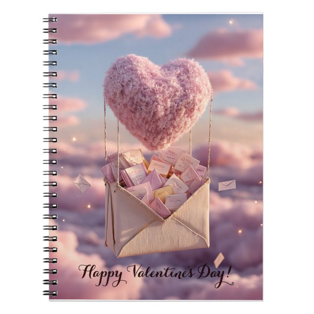 Floating Heart of Love Letters Design Postcard Anteckningsbok (Framsidan)