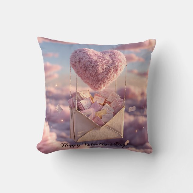 Floating Heart of Love Letters Design Postcard Kudde (Framsida)