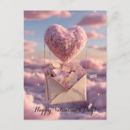 Floating Heart of Love Letters Design Postcard Vykort