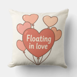 Floating in Love Heart Balloons Romantic Throw Pil Kudde