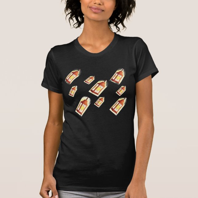 Floating Lantern Glow Pattern Cozy AestheticDesign T Shirt (Framsida)