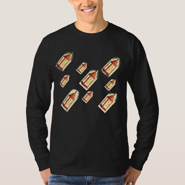 Floating Lantern Glow Pattern Cozy AestheticDesign T Shirt (Framsida)