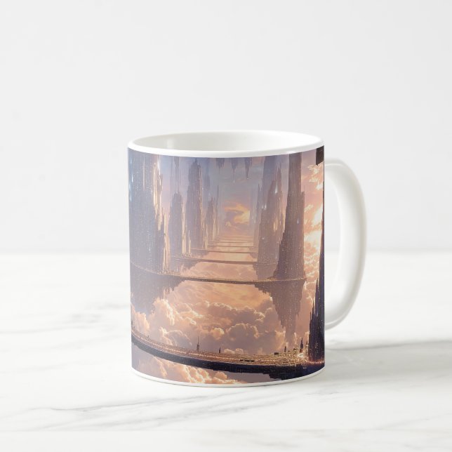 Floating Metropolis in the Clouds Kaffemugg (Framsida höger)