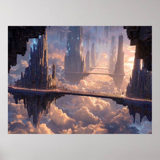 Floating Metropolis in the Clouds Poster (Framsidan)