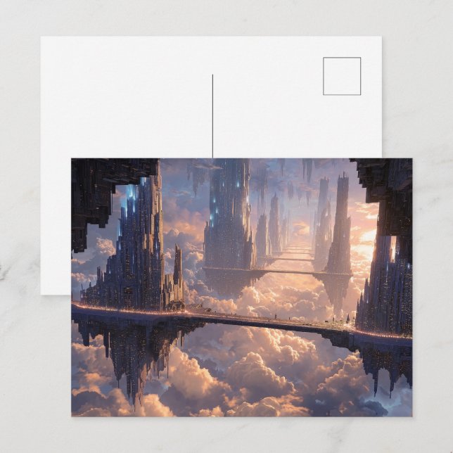 Floating Metropolis in the Clouds Vykort (Fram/baksida)