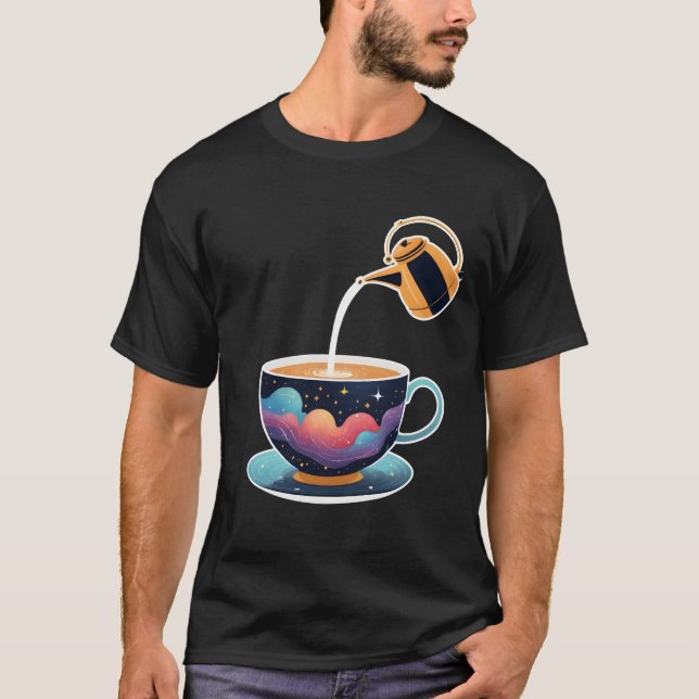 Floating Tea Kettle Galaxy Constellation. T Shirt (Framsida)