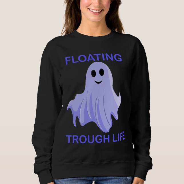 Floating Through Life Cute Ghost T Shirt (Framsida)