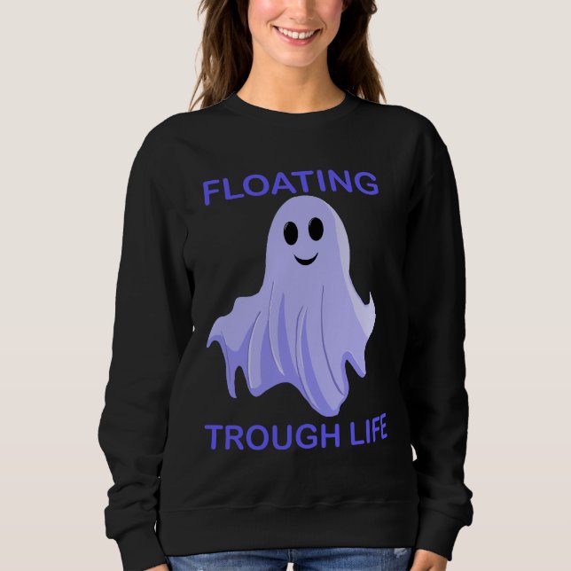 Floating Through Life Cute Ghost T Shirt (Framsida)