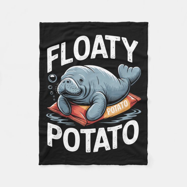 Floaty Tatoes Manatee Funny Sea Cow Ocean Animal L Fleecefilt (Framsidan)