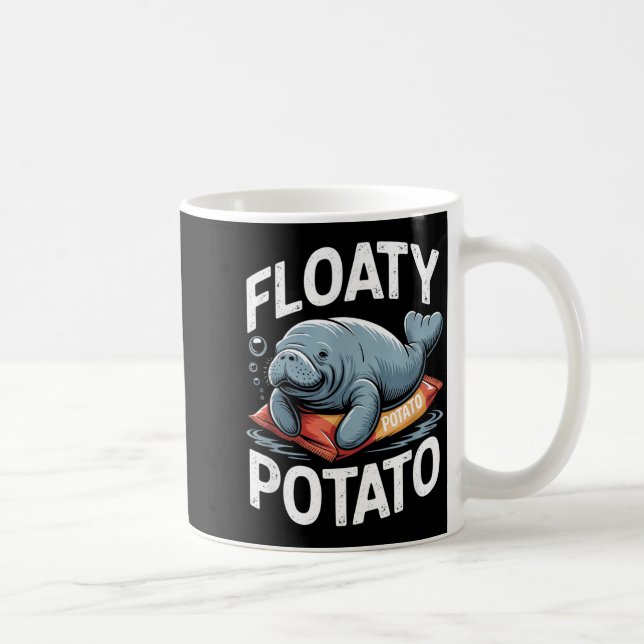Floaty Tatoes Manatee Funny Sea Cow Ocean Animal L Kaffemugg (Höger)
