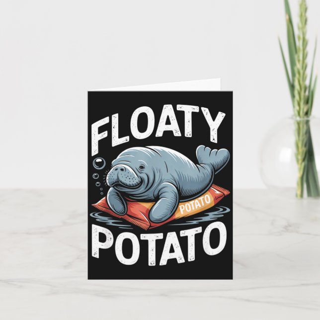 Floaty Tatoes Manatee Funny Sea Cow Ocean Animal L Kort (Framsida)