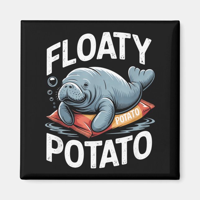 Floaty Tatoes Manatee Funny Sea Cow Ocean Animal L Magnet (Framsidan)