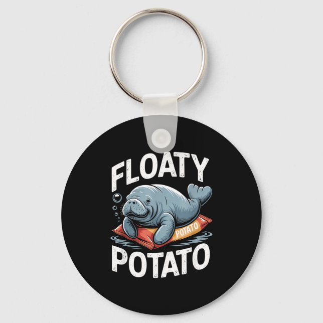 Floaty Tatoes Manatee Funny Sea Cow Ocean Animal L Nyckelring (Framsida)