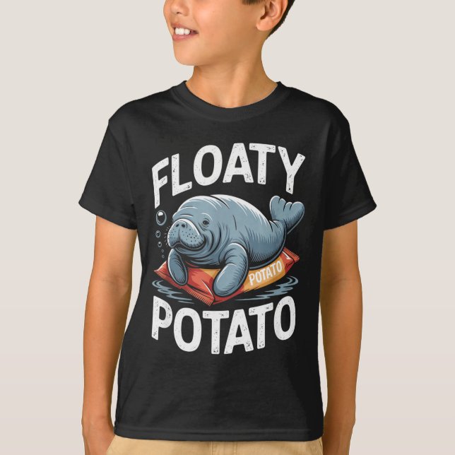 Floaty Tatoes Manatee Funny Sea Cow Ocean Animal L T Shirt (Framsida)