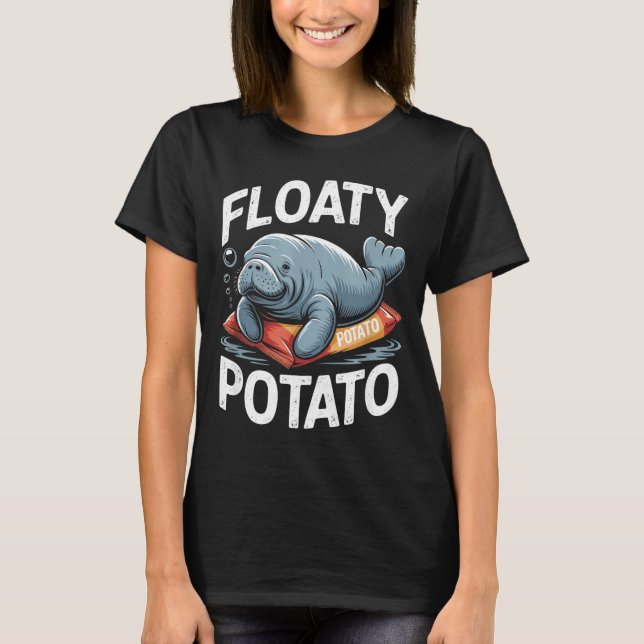 Floaty Tatoes Manatee Funny Sea Cow Ocean Animal L T Shirt (Framsida)