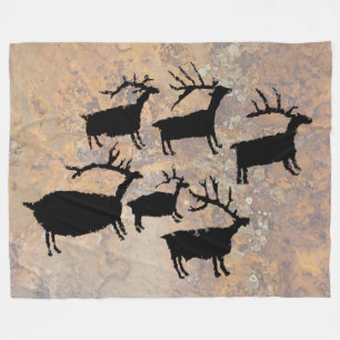 Flock av älgpetroglyphen fleecefilt