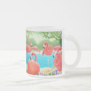 Flock av den Glass muggen för Flamingos Frostad Glasmugg