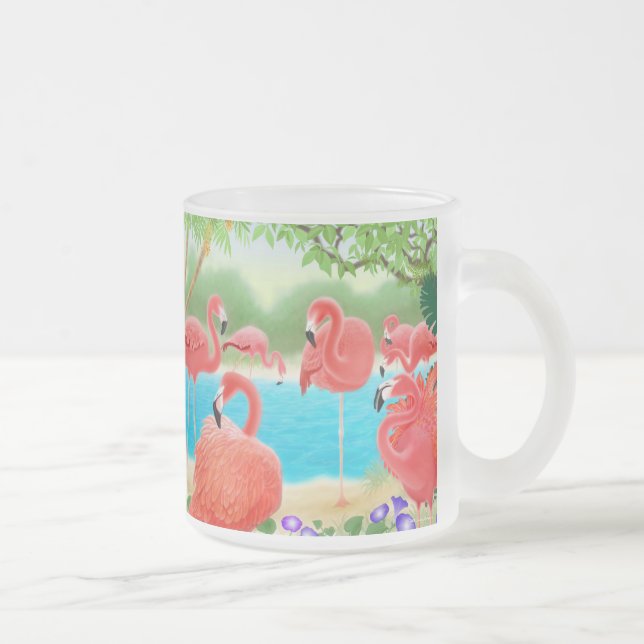 Flock av den Glass muggen för Flamingos Frostad Glasmugg (Höger)