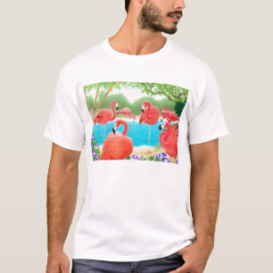 Flock av den rosa FlamingosT-tröja Tee