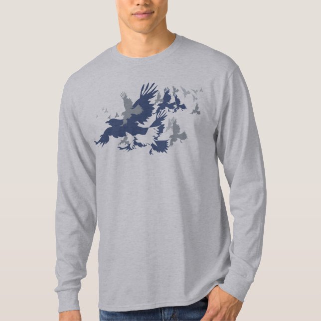 Flock av fågelSilhouettetshirten Tröja (Framsida)