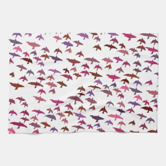 Flock av fåglar i Rosa och Lila Kökshandduk