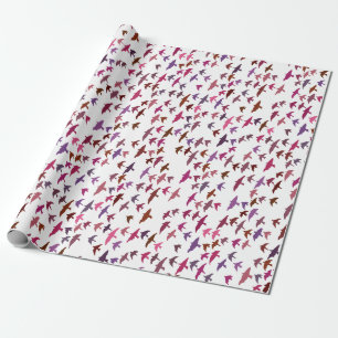 Flock av fåglar i Rosa och Lila Presentpapper