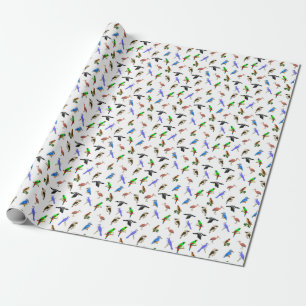 Flock av fåglar som slår in papper presentpapper