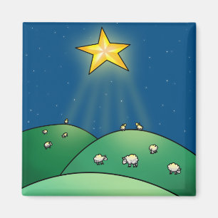 Flock av får under julstjärnan magnet