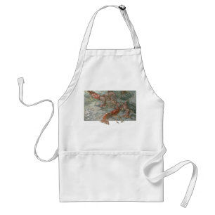 Flock av humrar i havet, Vintage Art Nouveau Förkläde