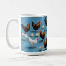 Flock av kycklingar och tuppar kaffemugg