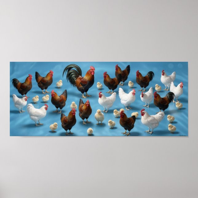Flock av kycklingar och tuppar poster (Framsidan)