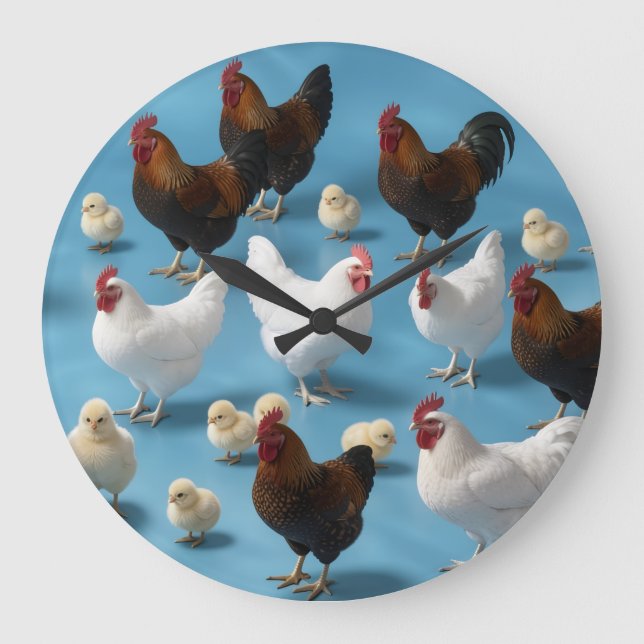 Flock av kycklingar och tuppar stor klocka (Framsida)