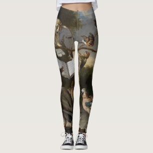 Flock av musikaliska fåglar som målar damasker leggings