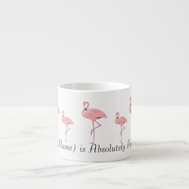Flock av rosa flamingos anpassat namn espressomugg (Framsidan)