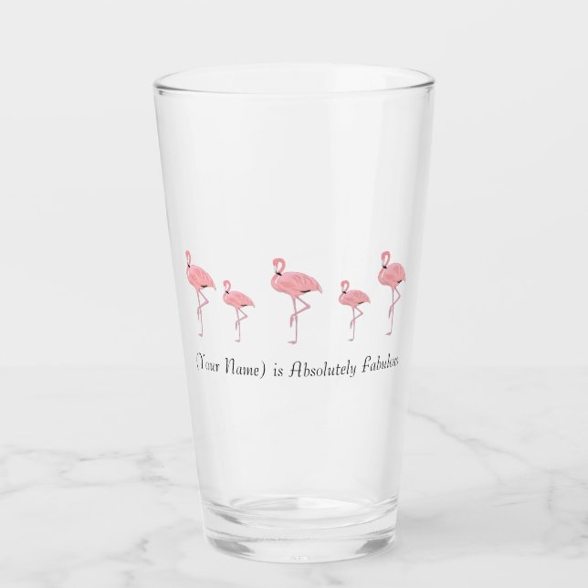 Flock av rosa flamingos anpassat namn glaskopp (Framsida)