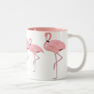 flock av rosa flamingos Två-Tonad mugg