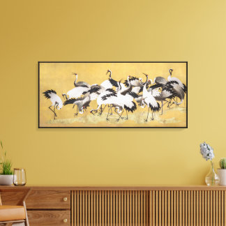 Flock av tranor (höger sida) av Ishida Yutei Canvastryck