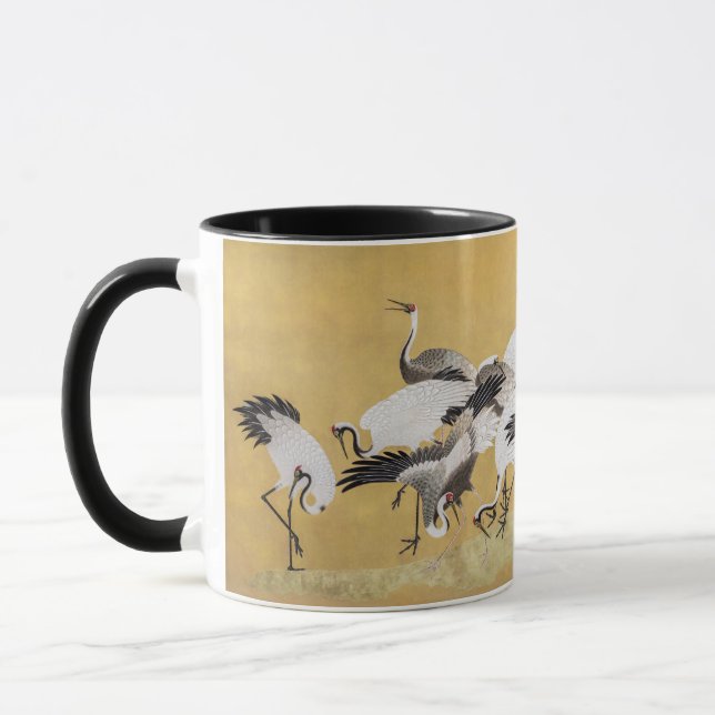 Flock av tranor (höger sida) av Ishida Yutei Mugg (Vänster)